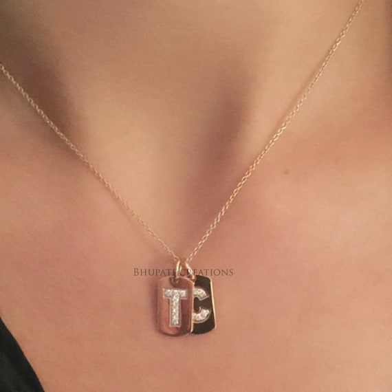 Monogram Locket Necklace Dog Tag