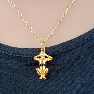 925 Silver Gold Plated Wise Monkey Pendant, Handmade Three Monkeys Necklace Pendant Jewelry