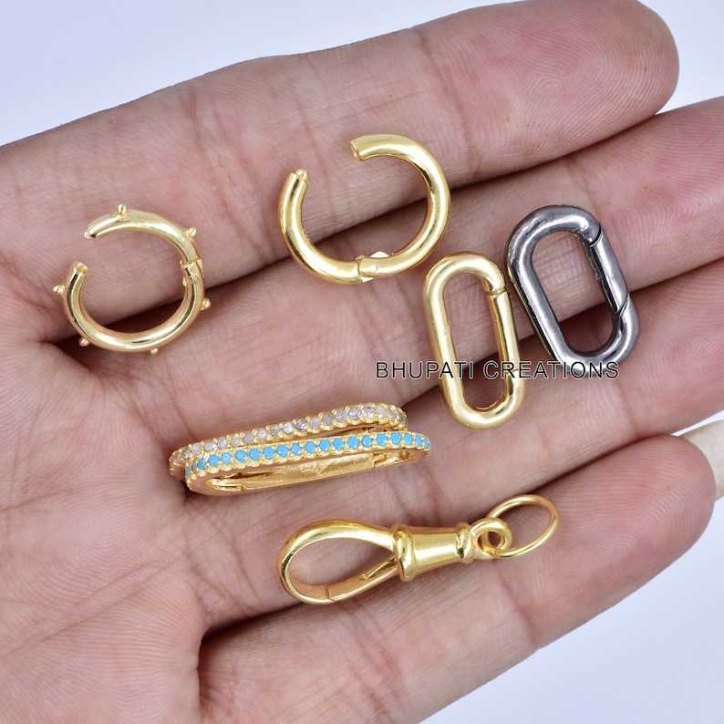 14K Solid Gold Charms Holder Solid Gold Enhancer Lock Etsy