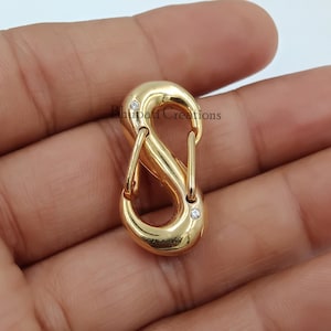 Pave Diamond Circle Broche de bloqueo de cierre, Pave Diamond Snap Lock, Pave Diamond Oval Link, 925 Silver Round Broche de bloqueo