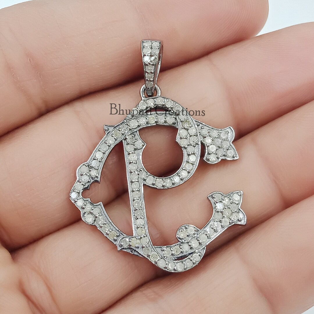 Single Cut Diamond Monogram, 92.5 Sterling Silver Monogram, CP-PC ...