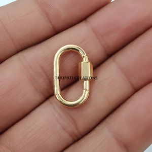 925 Silver Gold Carabiner Clasp lock, 925 Sterling Silver Push Lock, Necklace Link Clasp Lock Jewelry