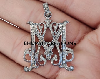925 Sterling Silver Monogram Pendants, Pave Diamond Monogram Pendant, Name Monogram Pendant, Alphabet Monogram Pendant Jewelry