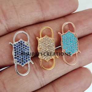 Gemstones Clasp Lock, 925 Silver Double-Sided Openable Padlock, Jewelry Connector Padlock
