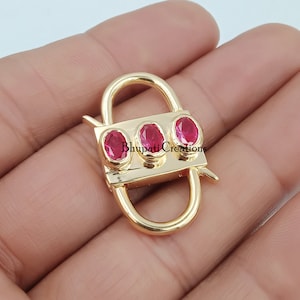 925 Silver Gold-Plated Pink Onyx Padlock Double-Sided Openable Padlock Jewelry