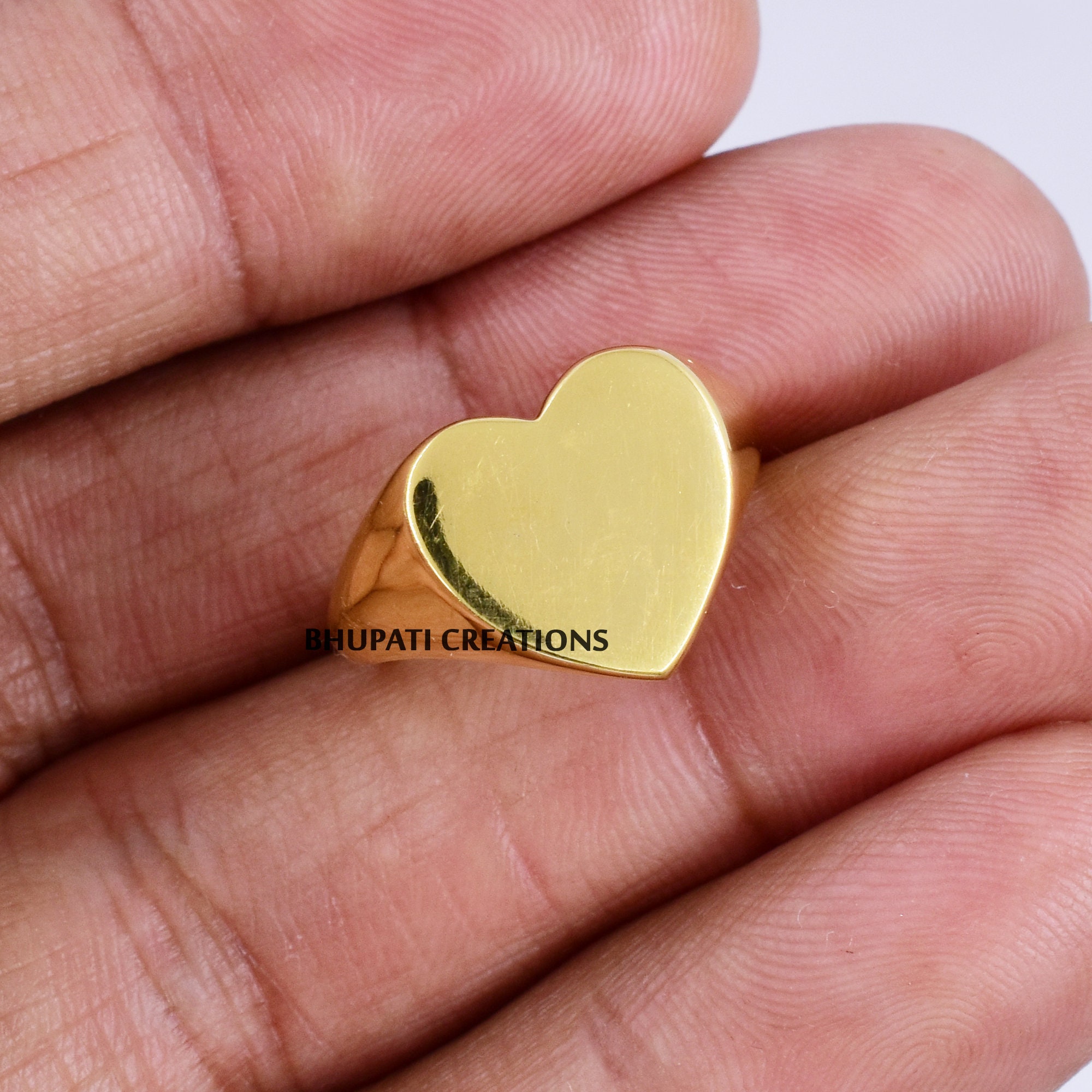 Yellow Gold Plated Heart Shape Ring Women s Heart Rings 925 Silver Gold Plated Heart Ring Plain Heart Ring Jewelry