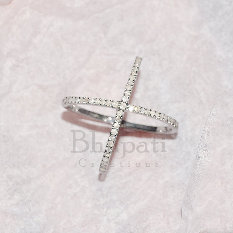 Infinity Ring Jewelry Pave Diamond Rings Designer X Rings Etsy