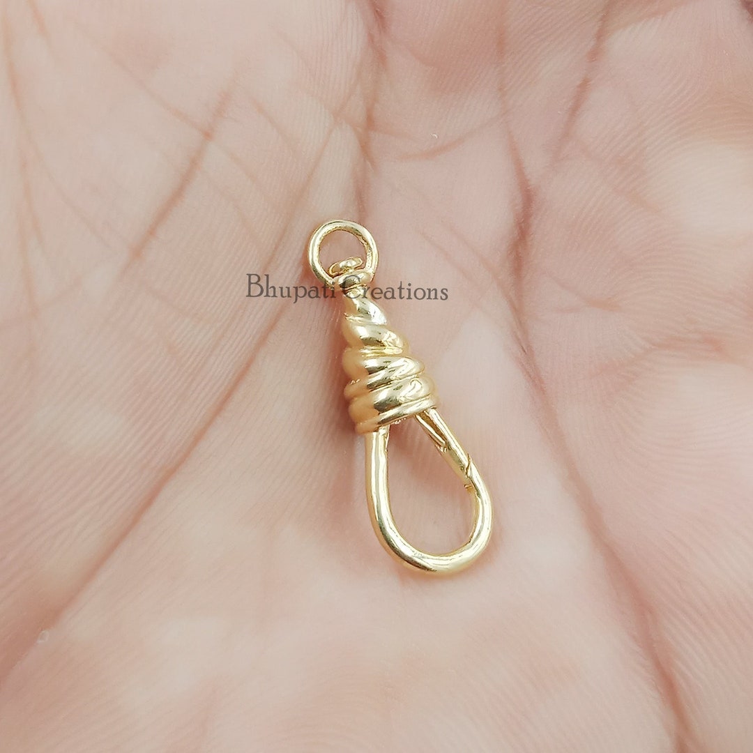 14K Yellow Gold Twisted Spring Push Lock Designer Swivel Clasp Lock ...