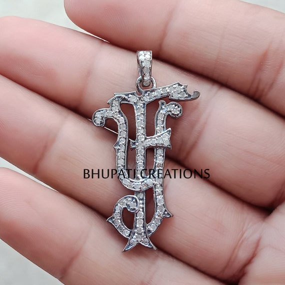 Pave Diamond YF Monogram Pendant 925 