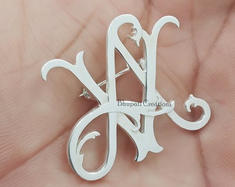 925 Sterling Silber BL LB Monogramm Anhänger, 2 Anfangsbuchstaben Monogramm Anhänger Schmuck, handgefertigte Silber Diamant Anhänger Schmuck
