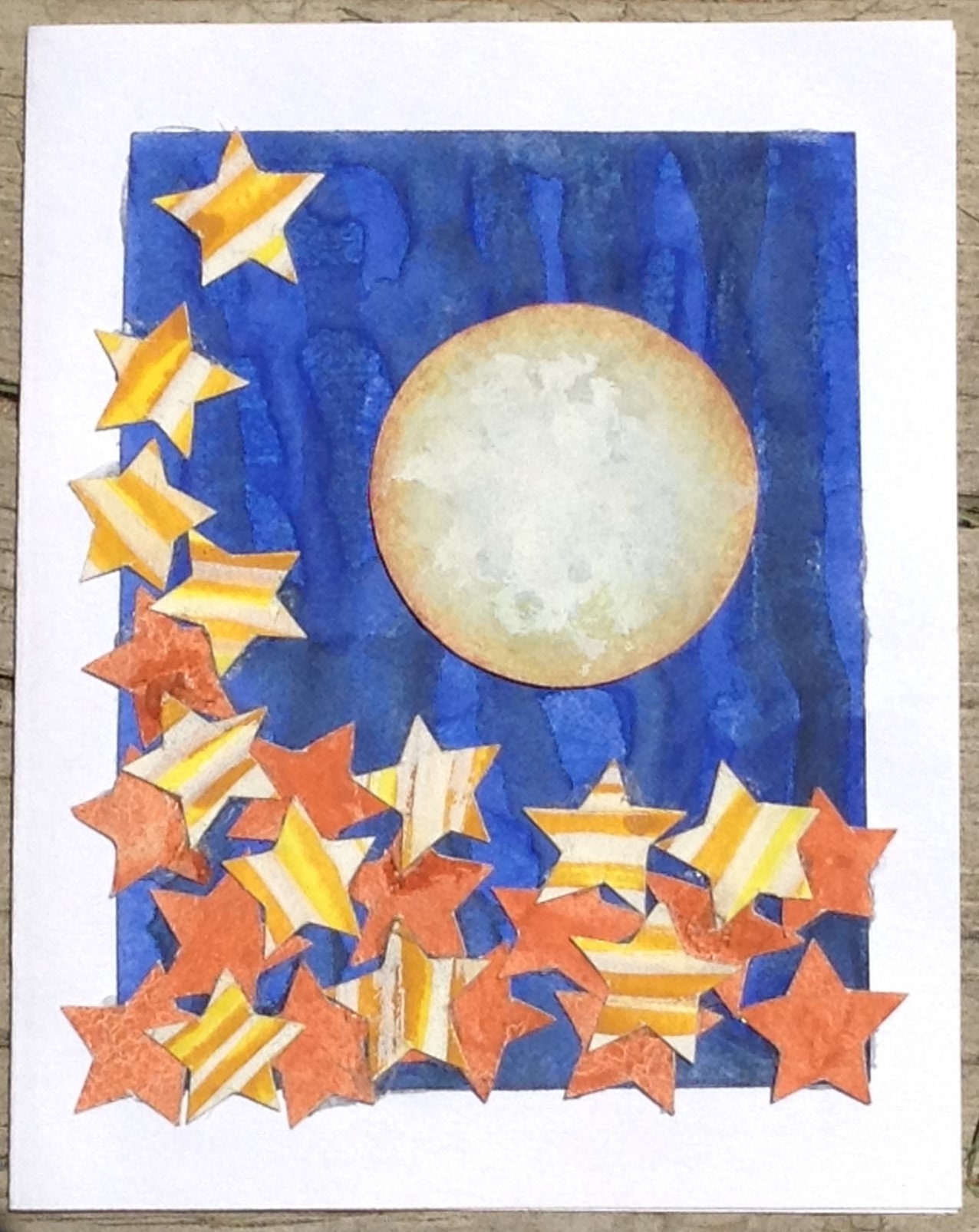 Moon and Stars Card celestial card night sky card full moon | Etsy