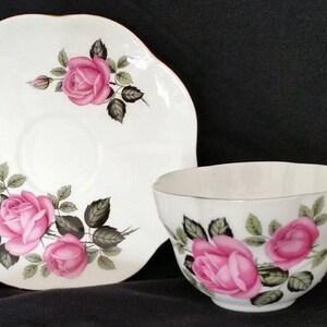 Shelley England Pink Rose Cappers Rose Cup & Saucer, #2370