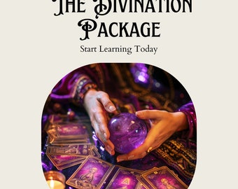 Personalized divination practical package, your guides are waiting to assist you. Start learning today with Tarot, Crystals, Charms….