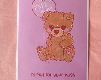 Valentines Day Teddy Free Hugs Card | Sketch fox