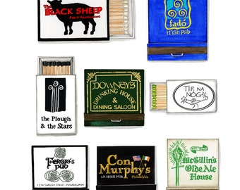 Collezione di fiammiferi del pub irlandese di Filadelfia - Stampa giclée di alta qualità