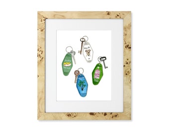 Custom Watercolor Hotel Keychains Painting