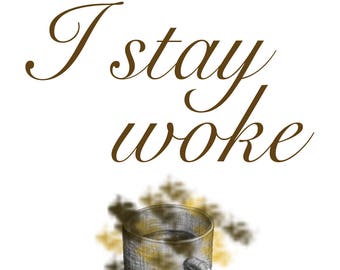 I Stay wznowić kawy Print plakat cyfrowy plik