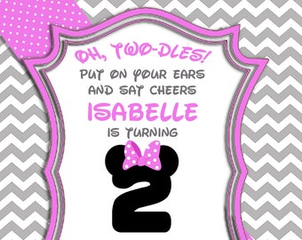 Oh Twodles Minnie Mouse Birthday Invitation Digital File