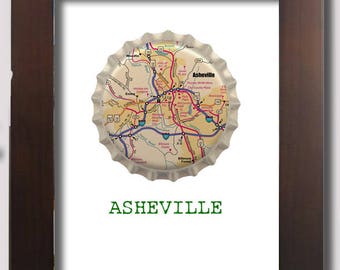 Piwo plakat Asheville City Cap Mapa cyfrowy plik