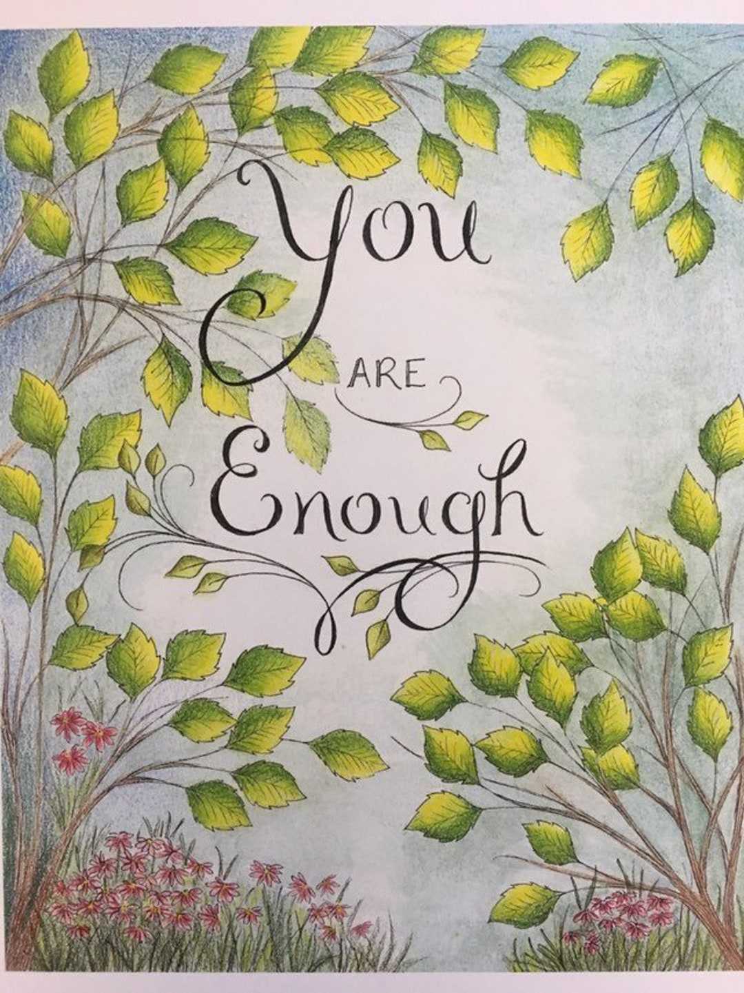 You Are Enough Art Print From an Original Done in Coloured Etsy
