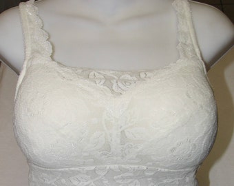 Cream Lace Camisole with Fully Stuffed Padded Cups