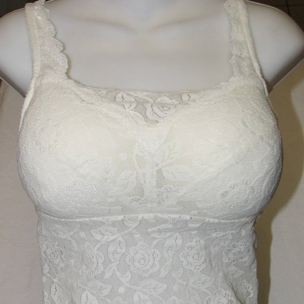 Cream Lace Camisole with Fully Stuffed Padded Cups