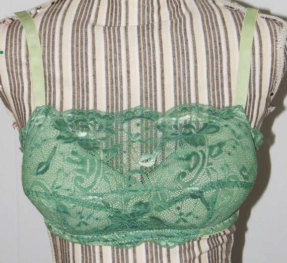 Peacock Green Cami Lace Fully Padded Stuffed Cups Mastectomy Bra