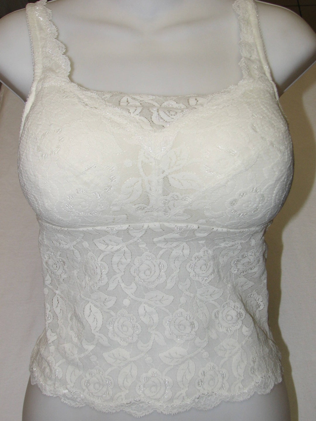 Cream Lace Camisole With Fully Stuffed Padded Cups Etsy