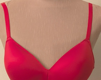 Red Seamless Fully Padded Stuffed Mastectomy Bra