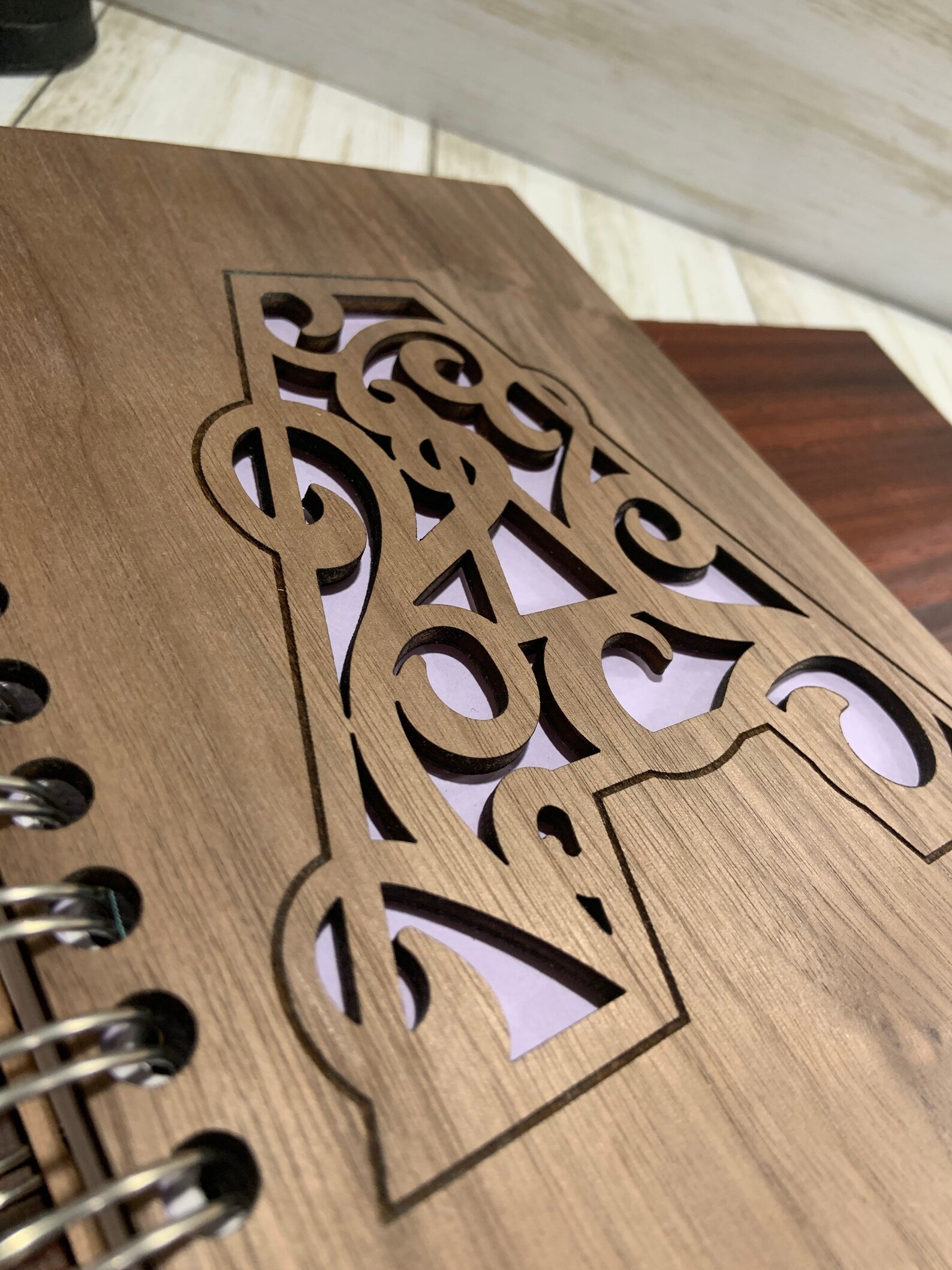 Personalized notebook / Ornate Monogram / Monogram wood Etsy