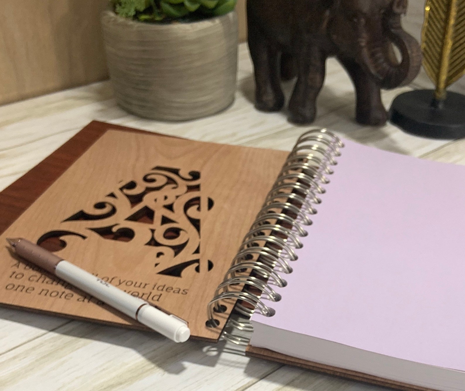 Personalized notebook / Ornate Monogram / Monogram wood Etsy