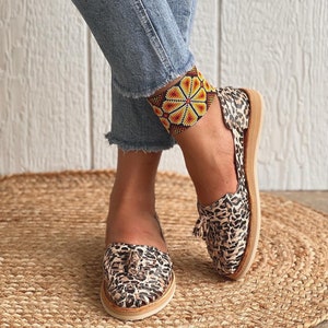 Cheetah Huarache Sandal - Mexican style Boho Hippie All sizes-  shoe Huarache mexicano Premium genuine leather animal print new version