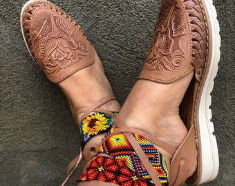 mexican tooled leather sandals