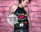 Mexican Hand Embroidery Dress- One size Small- median Fiesta Dress