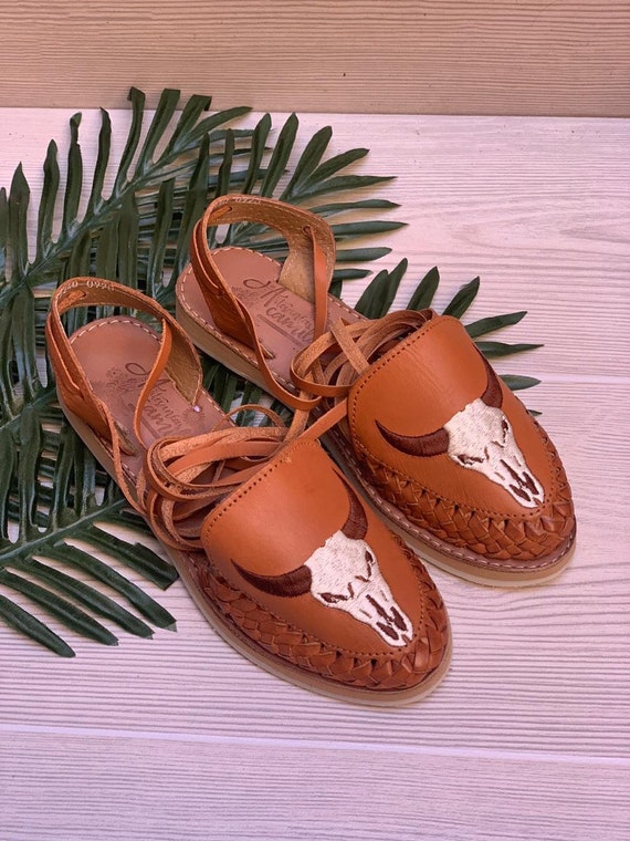 Calavera de vaca cordón hasta Huarache Sandalia estilo | Etsy México