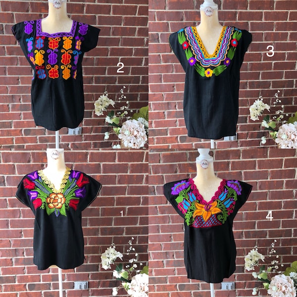 Mexican Huipil Embroidered Top|Fiesta Embroidered Blouse
