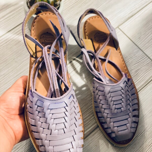 Purple Lavender Lace Up Huarache Sandal - Mexican style Boho Hippie All sizes- 5-10 leather shoe 2020 Artesanias Camila New line