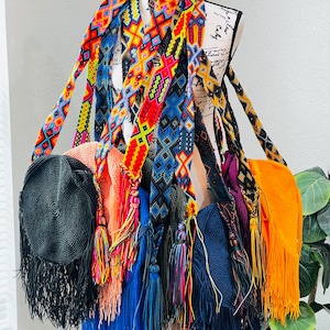 Ethnic colorful Mexican Purse, Mexican Tassel bag, Mexican crotchet boho bag, morral Maya