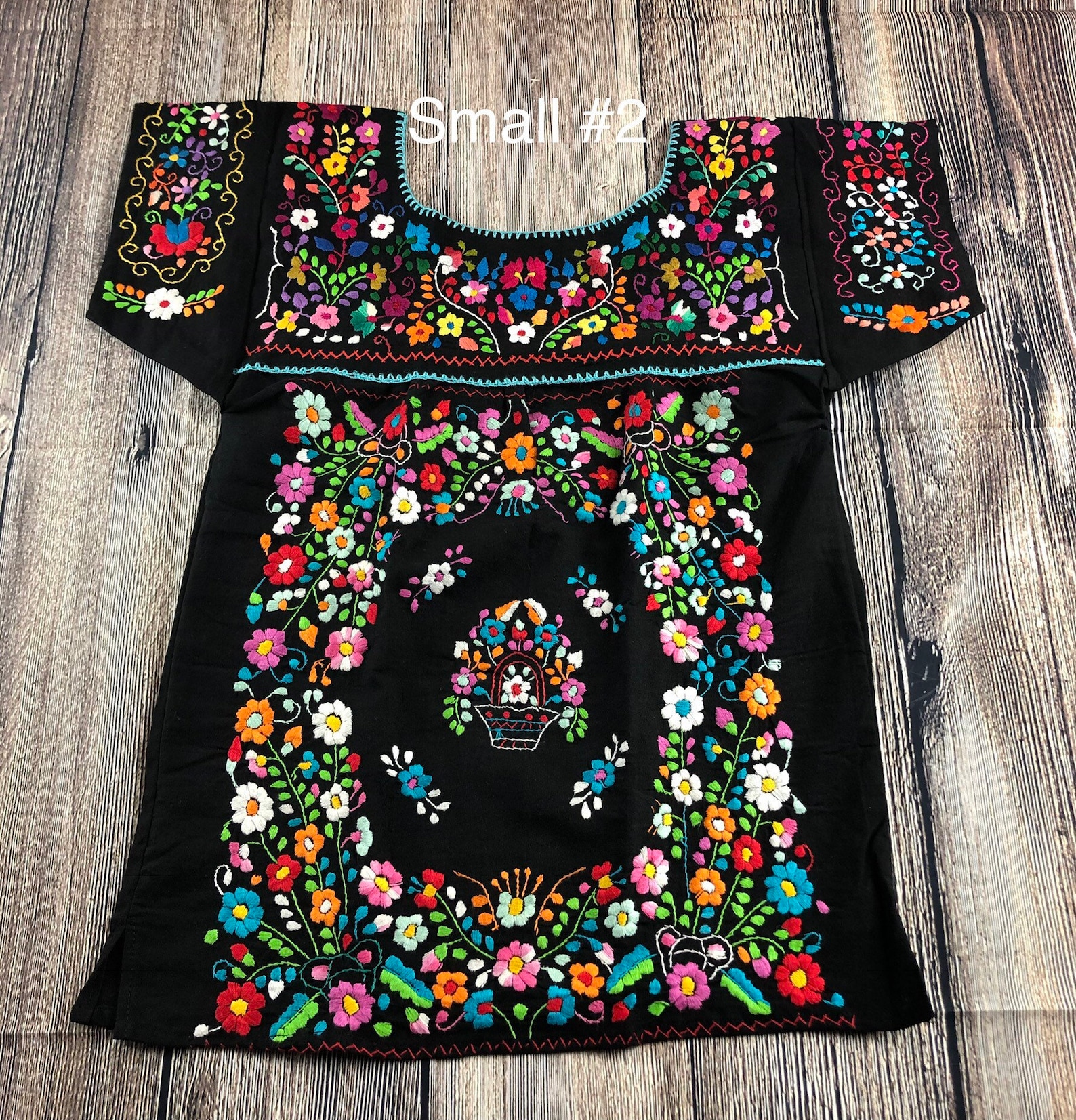 Small Mexican Rococo Embroidery Top Fiesta Blouse Small Hand - Etsy