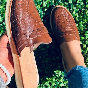 Mexican Huarache Sandal All Sizes Boho- Hippie Vintage Mexican Style- Sandal Huarache leather artesanal BROWN  mules final sale