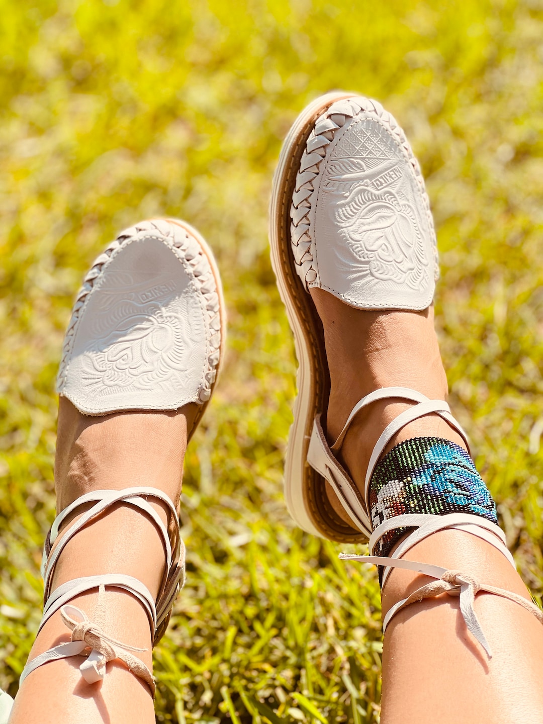 Sandalo Huarache con lacci stile boho-hippie messicano- sandalo