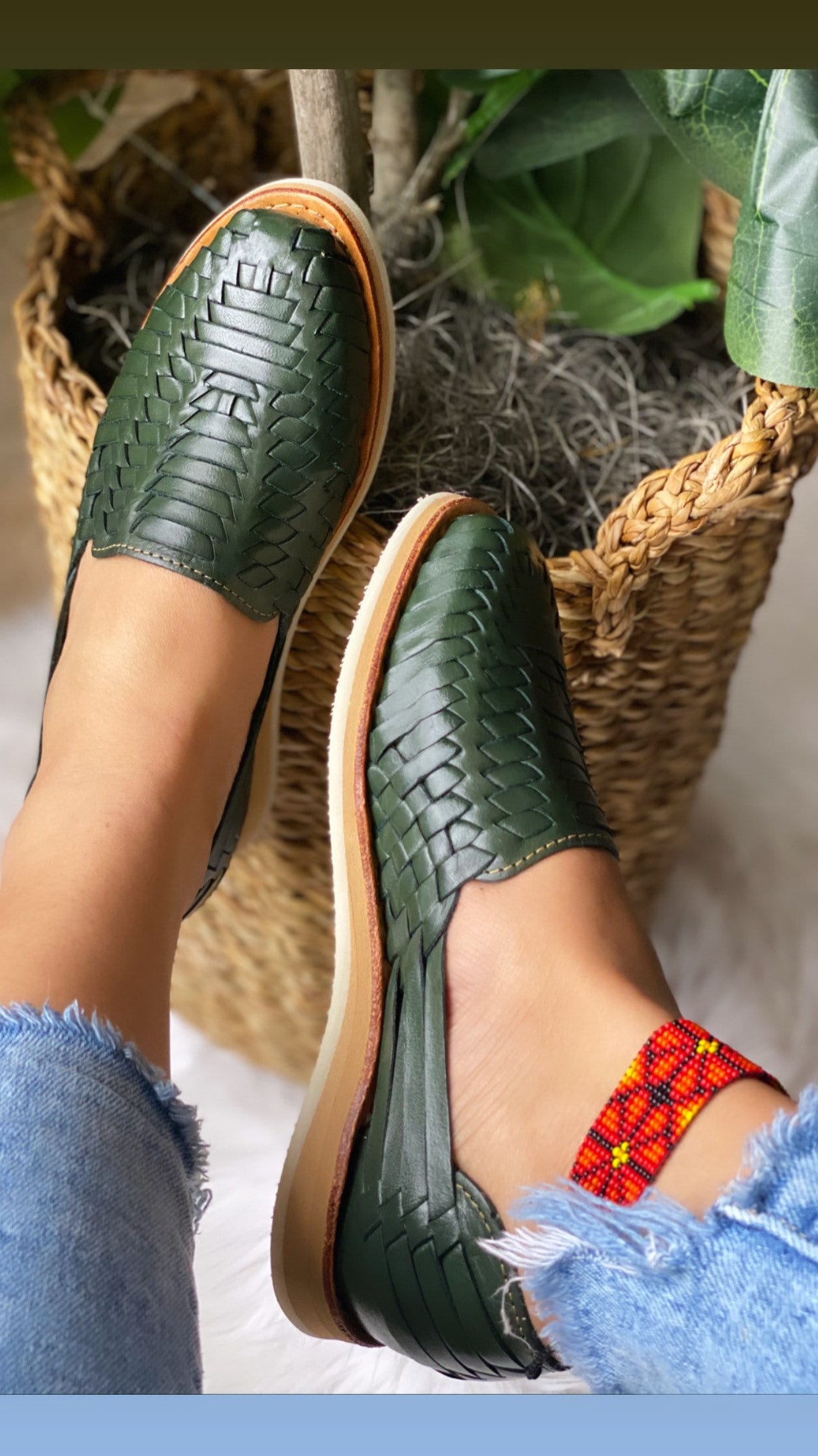 huaraches verdes mexicanos