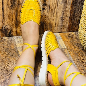 yellow huarache sandals
