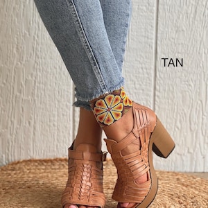 Sandales Huarache - Boho hippie de style mexicain Toutes les tailles - 5-10 Chaussures en cuir à talons hauts Luisa's Rainbow Jolies chaussures uniques