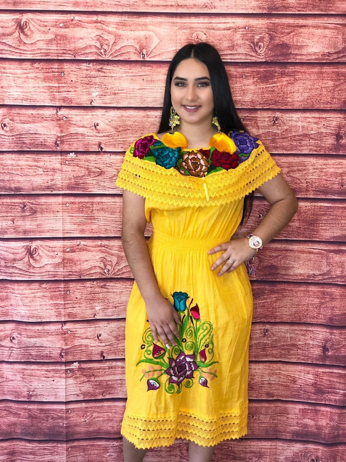black mid length bodycon dress MEXICAN Dresses, Hand Embroidered, Cotton Summer Dress, Handmade Dress   BellaRosaMexico