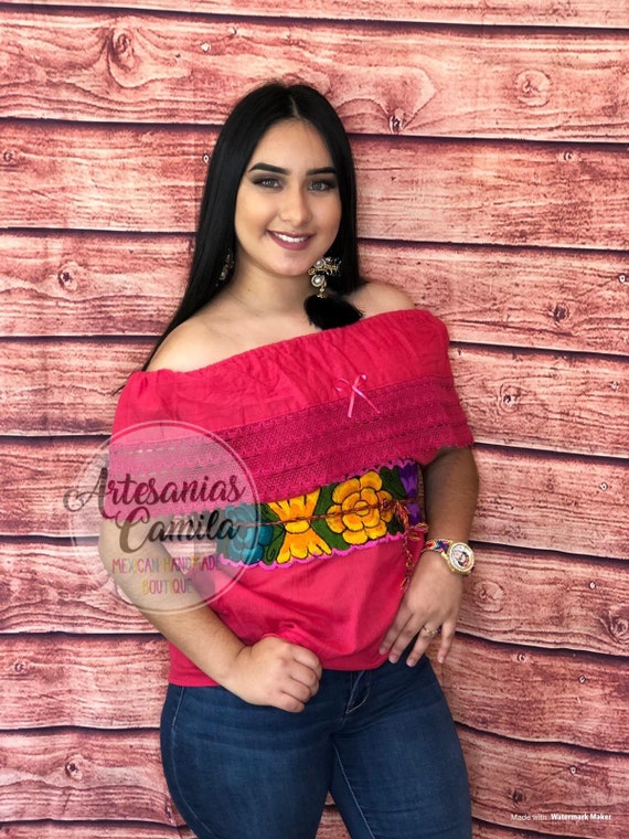 Mexican Top off the Shoulders Campesina Blouse S-L Floral | Etsy