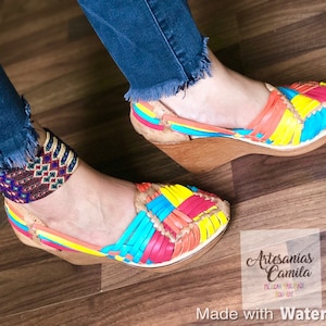 Hoge hak huarache-sandaal alle maten boho-hippie vintage Mexicaanse stijl- suikerspin Mexicaanse wiggen laatste paar definitieve verkoop