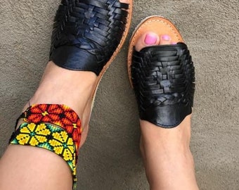 Flat Leather Huarache Sandal - Mexican style Boho Hippie All sizes-  shoe  New line huarache Artesanal open toe Final Sale