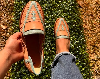 Tan baby blue New style Huarache Sandal All Sizes Boho- Hippie Vintage Mexican Style- Huarache mexicano leather Adele final sale Clearance