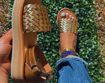 handgeweven leren open teen Huarache-sandaal alle maten boho-hippie vintage Mexicaanse stijl- huarache mexicano definitieve zomerverkoop